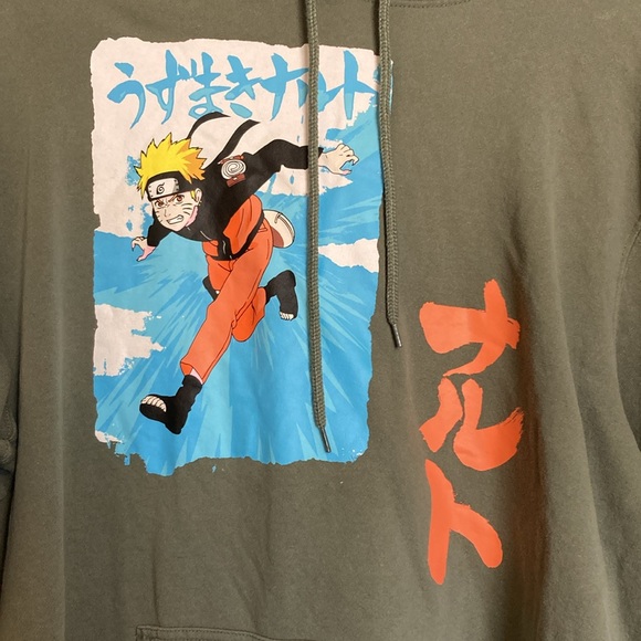 VTG Naruto Shippuden Mens Sz 2XL Graphic Kanji Anime Pullover Hooded Sweatshirt - Picture 3 of 12